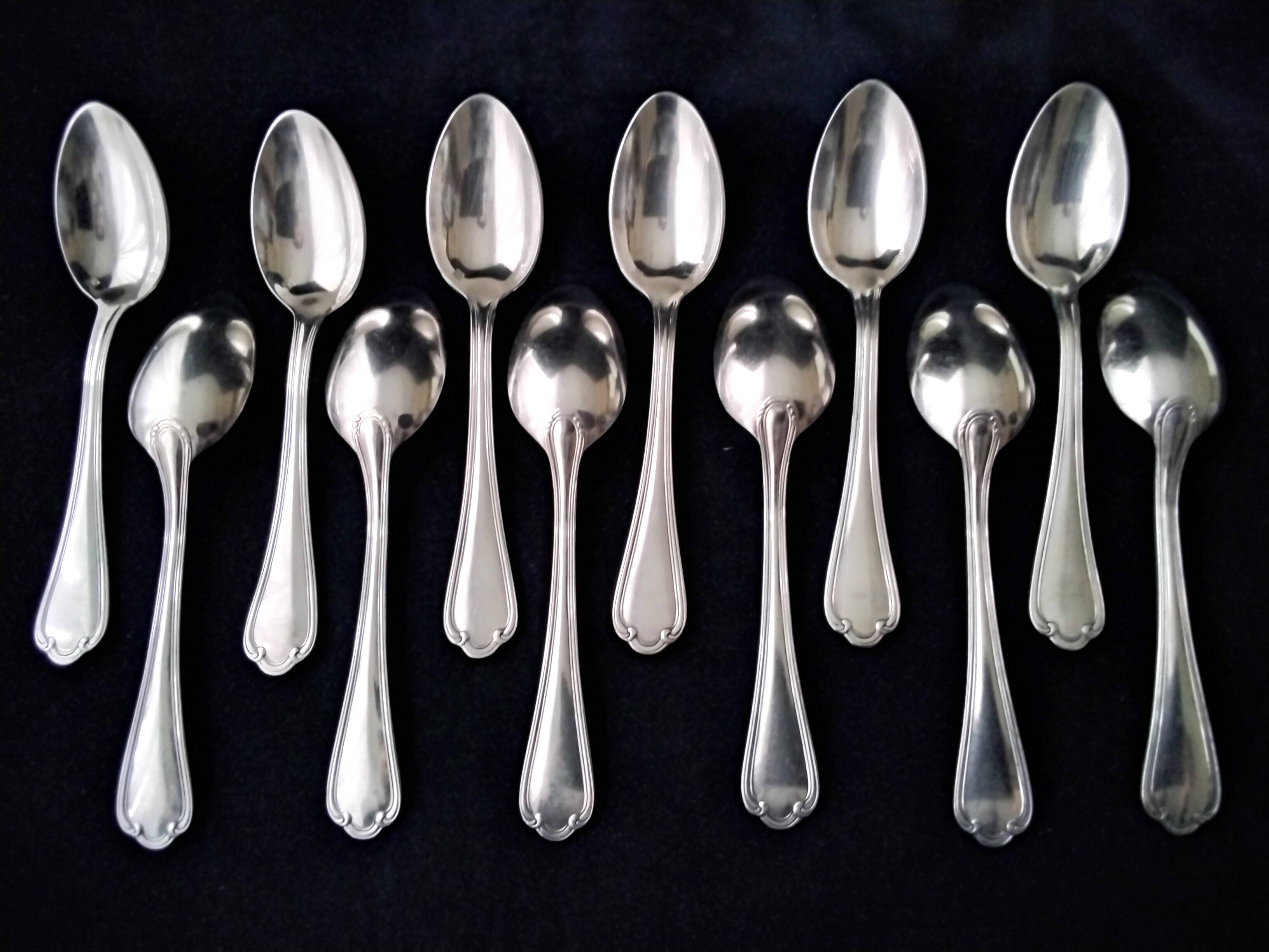 12 silver metal teaspoons Ercuis Sully model