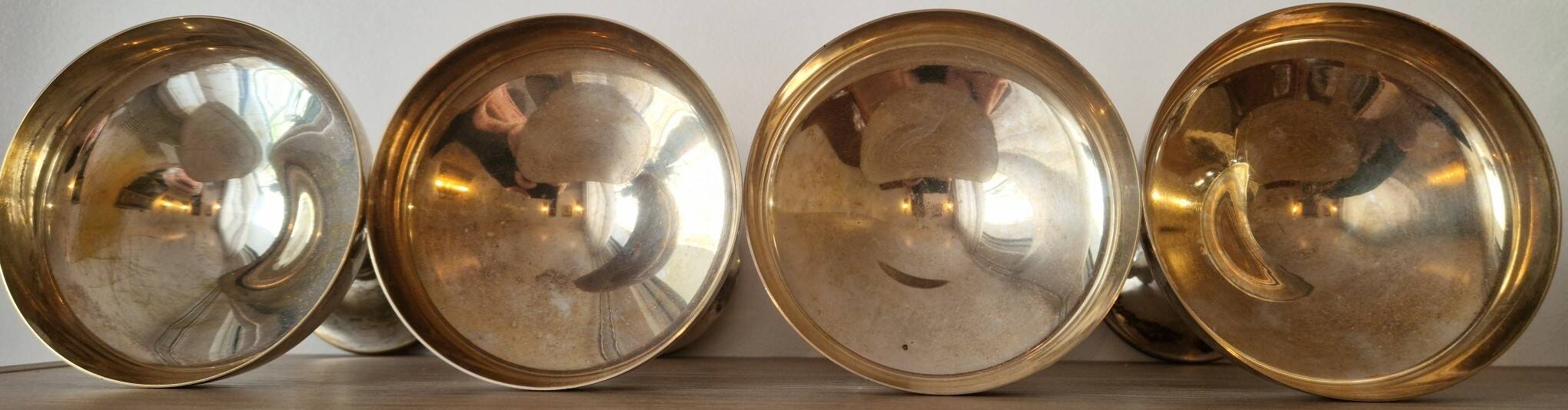 Set of 4 vintage silver dessert bowls – Made in Spain – 1960s