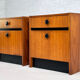 Pair of bedside table in teak and black lacquer design 60s