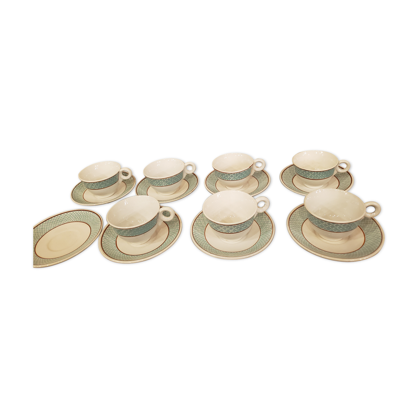 7 cups & 8 under opaque porcelain cups