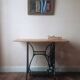 Solid wood and cast iron desk/Singer sewing machine table/entrance console/bathroom furniture