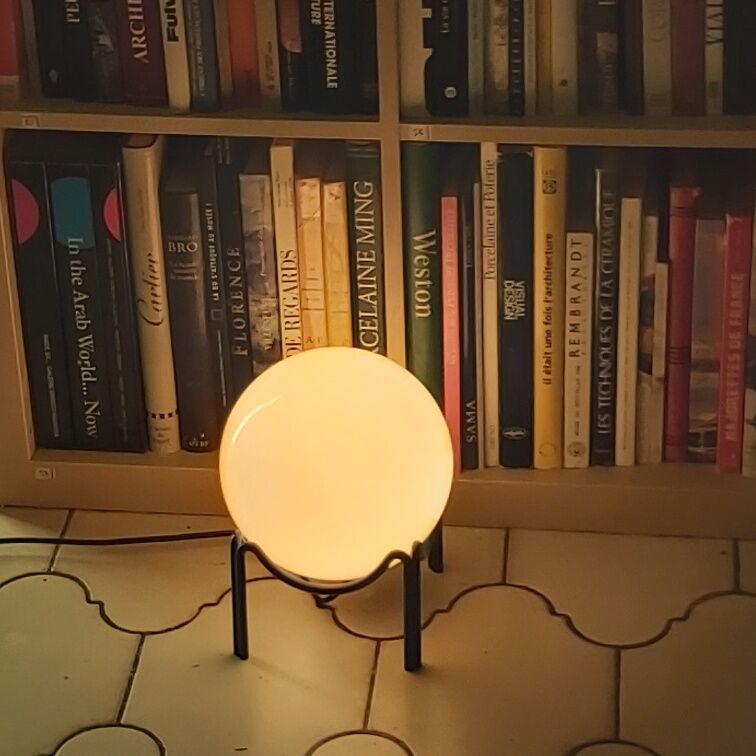 Lamp design metal and 70s glass