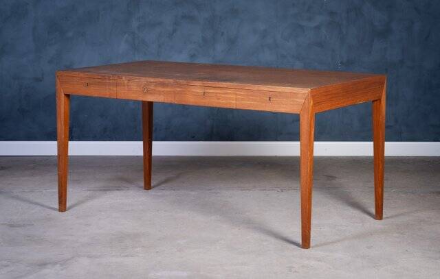 Vintage Teak Desk by Severin Hansen for Haslev Møbelfabrik, Denmark, 1950s