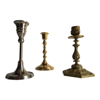 Set of 3 candlesticks vintage deco