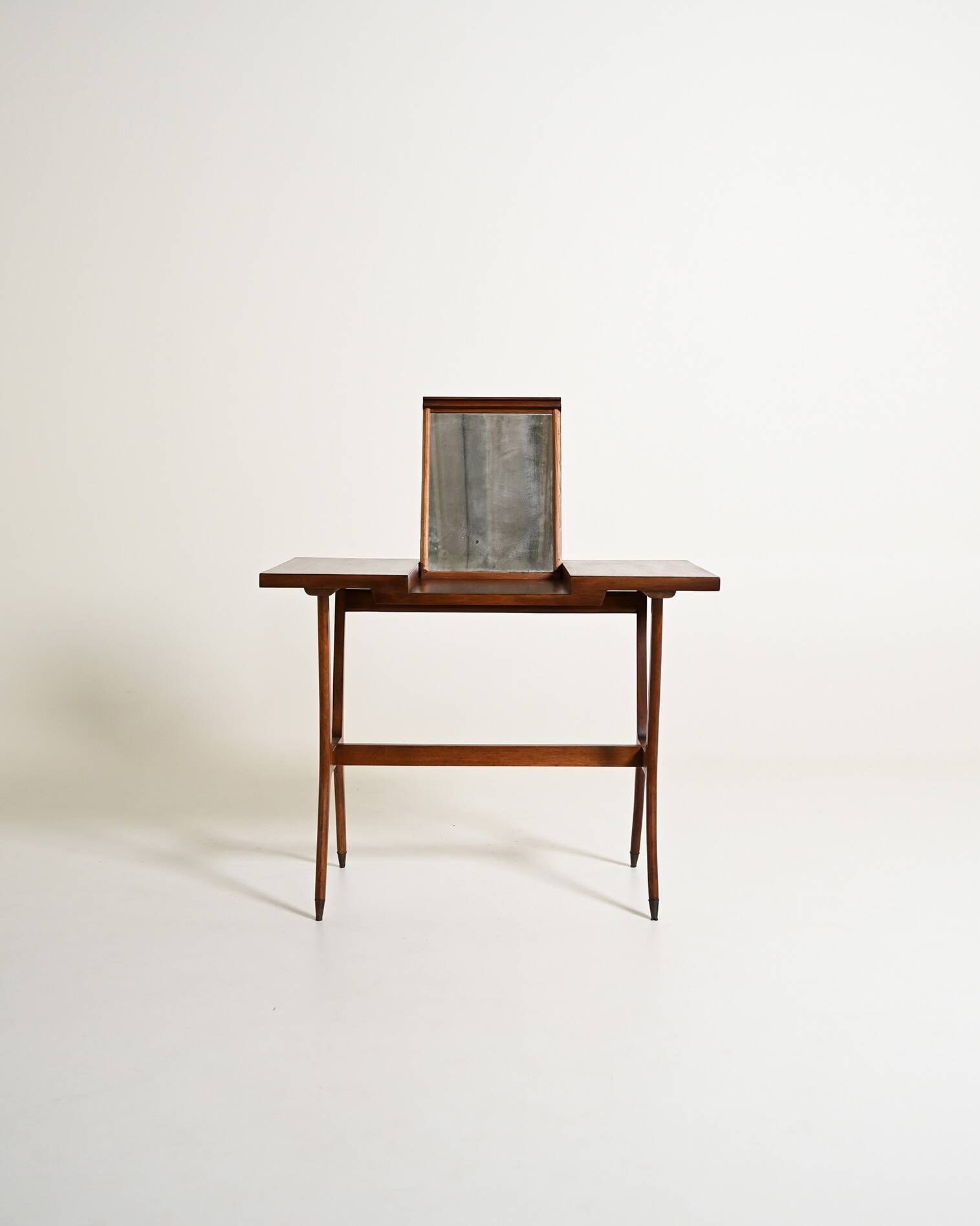 Scandinavian teak vanity table with integrated mirror, 1960s