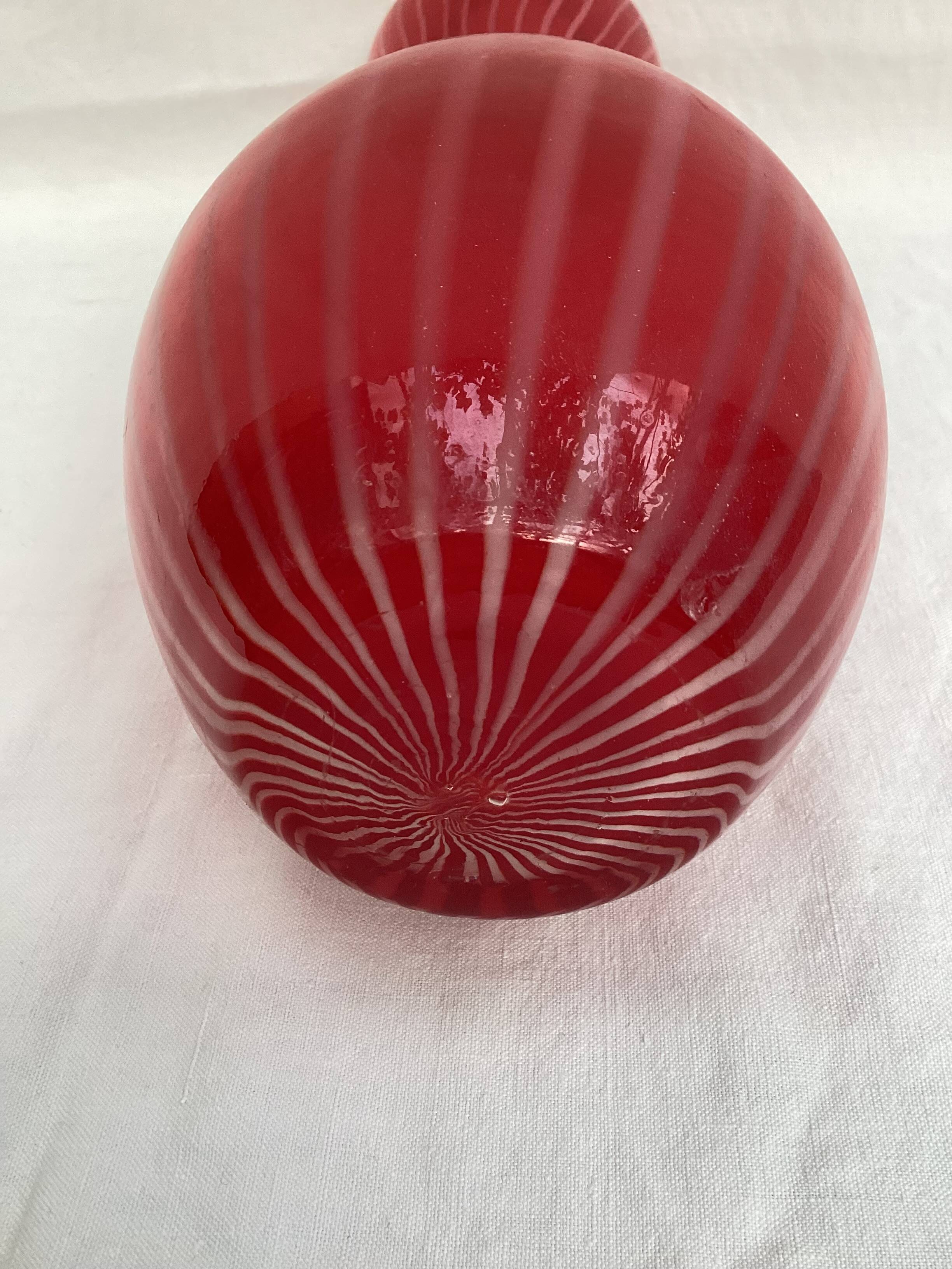 Red glass vase dimension: height -33cm- width -12cm-