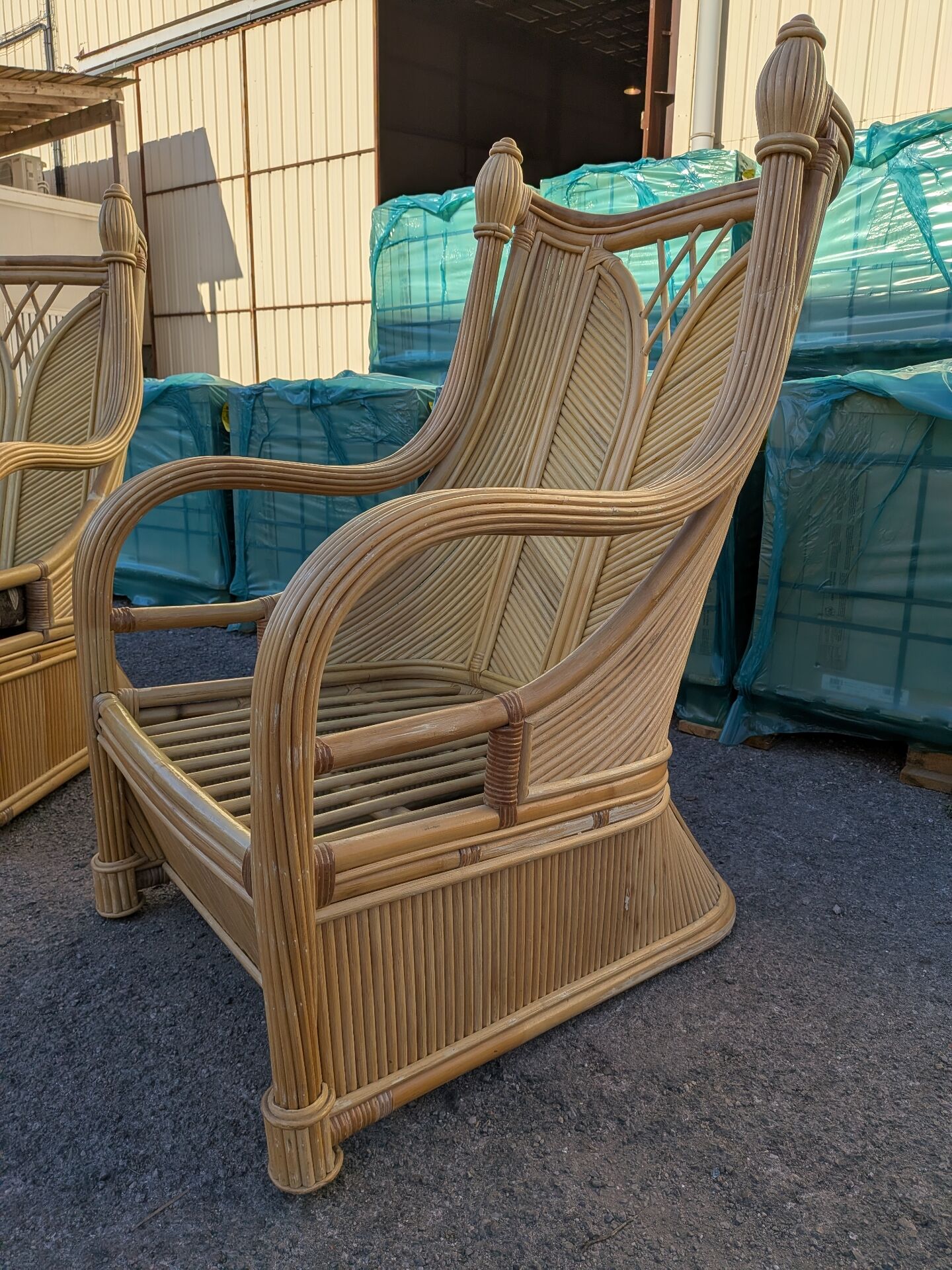 Pair of rattan armchairs