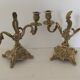 Pair of vintage brass 2-candle candelabra candlesticks