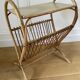 Vintage rattan magazine rack with side table - Height 58cm / Length