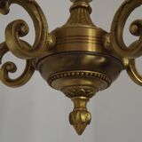 French Vintage Mid-Century Bronze 5-Light Traditional Style Chandelier