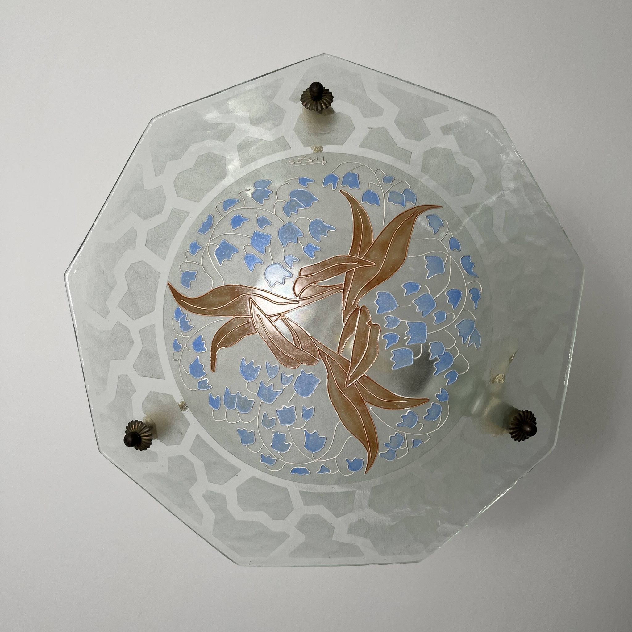 Aurys Loys Lucha enameled glass basin with lily of the valley decoration