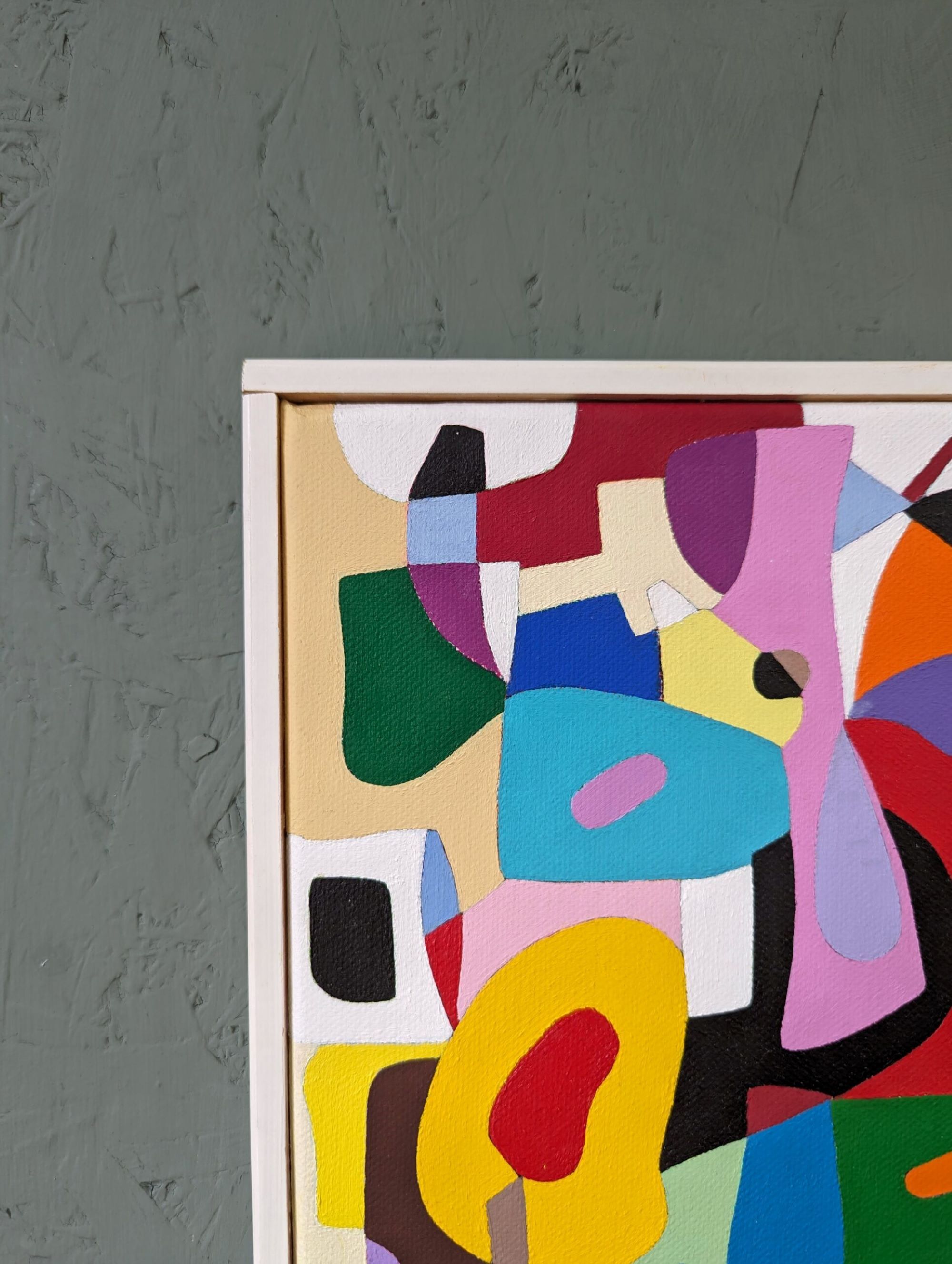 Contemporary Abstract Swedish "The Peach", Small Geometric Abstract Acrylic Painting, 2019