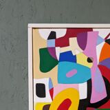Contemporary Abstract Swedish "The Peach", Small Geometric Abstract Acrylic Painting, 2019