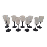 Set of 9 80's stemmed glasses