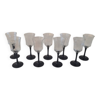 Set of 9 80's stemmed glasses