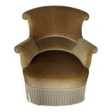 Caramel-coloured wool velvet armchair.