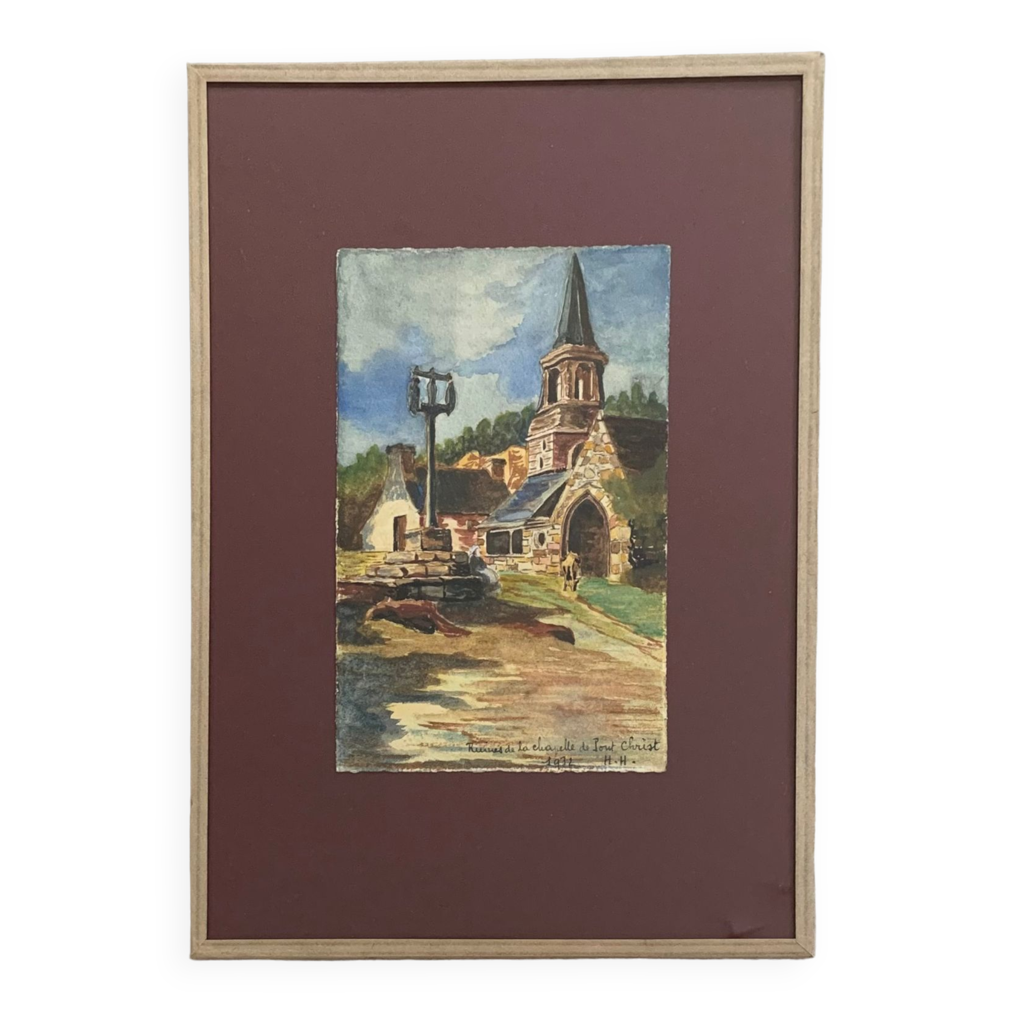 Old watercolor, Pont Christ chapel 1932