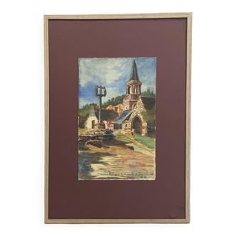 Old watercolor, Pont Christ chapel 1932