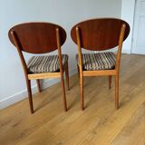 2 teak and velvet chairs - Denmark 50s/60s
