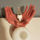 old pink ceramic hand lamp with vintage white opaline globe