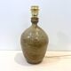XXL Vintage Lamp Base in Beige Brown Stoneware with Raffia Lampshade 1970