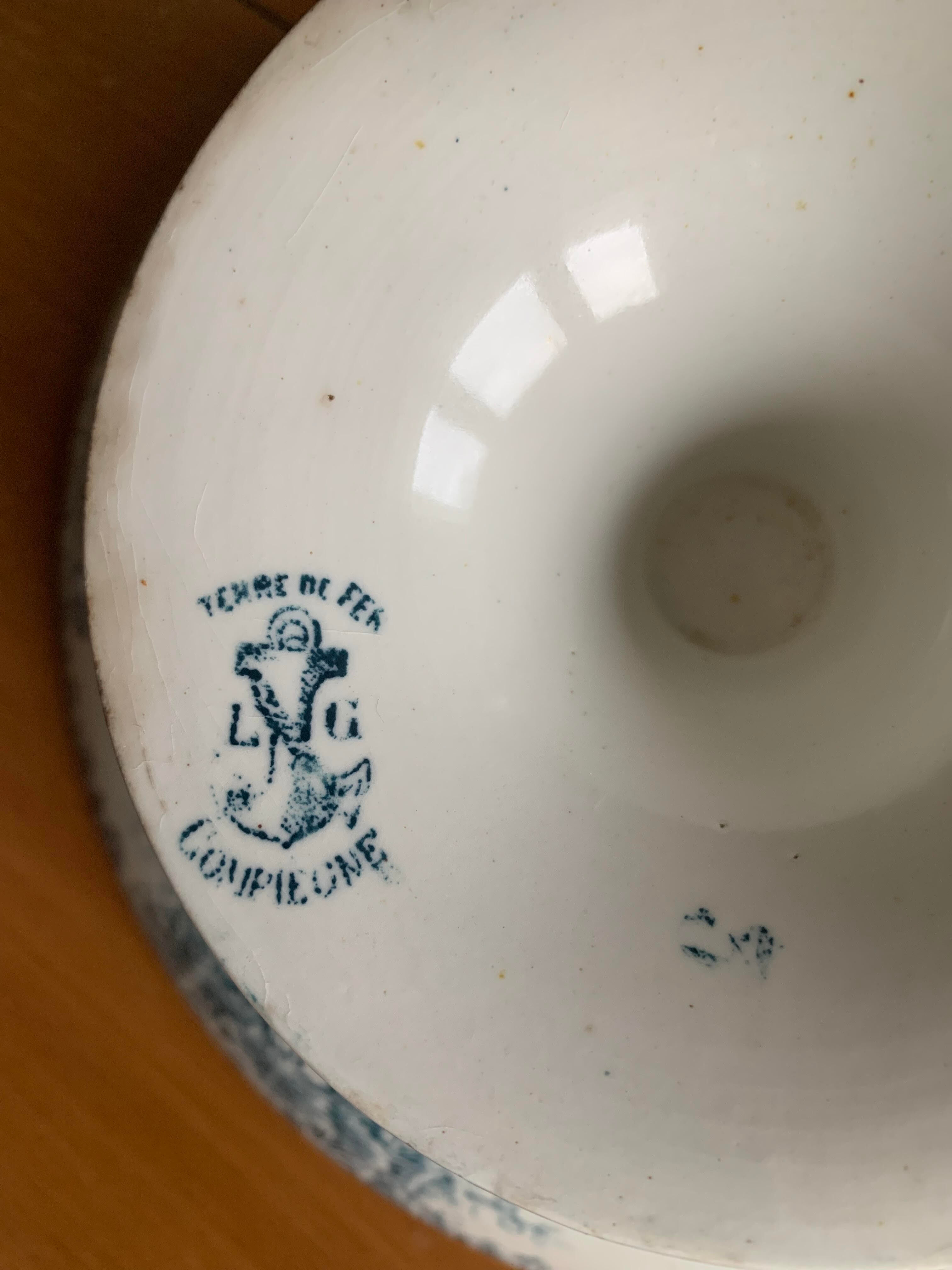 Antique earthenware compotier by Clairefontaine L.G.