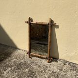 Miroir ancien en bois style bambou