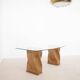 Dining table or desk in glass and bamboo from the 1970s.