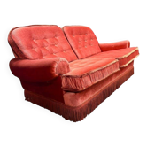 Vintage pink two-seater sofa with fringes