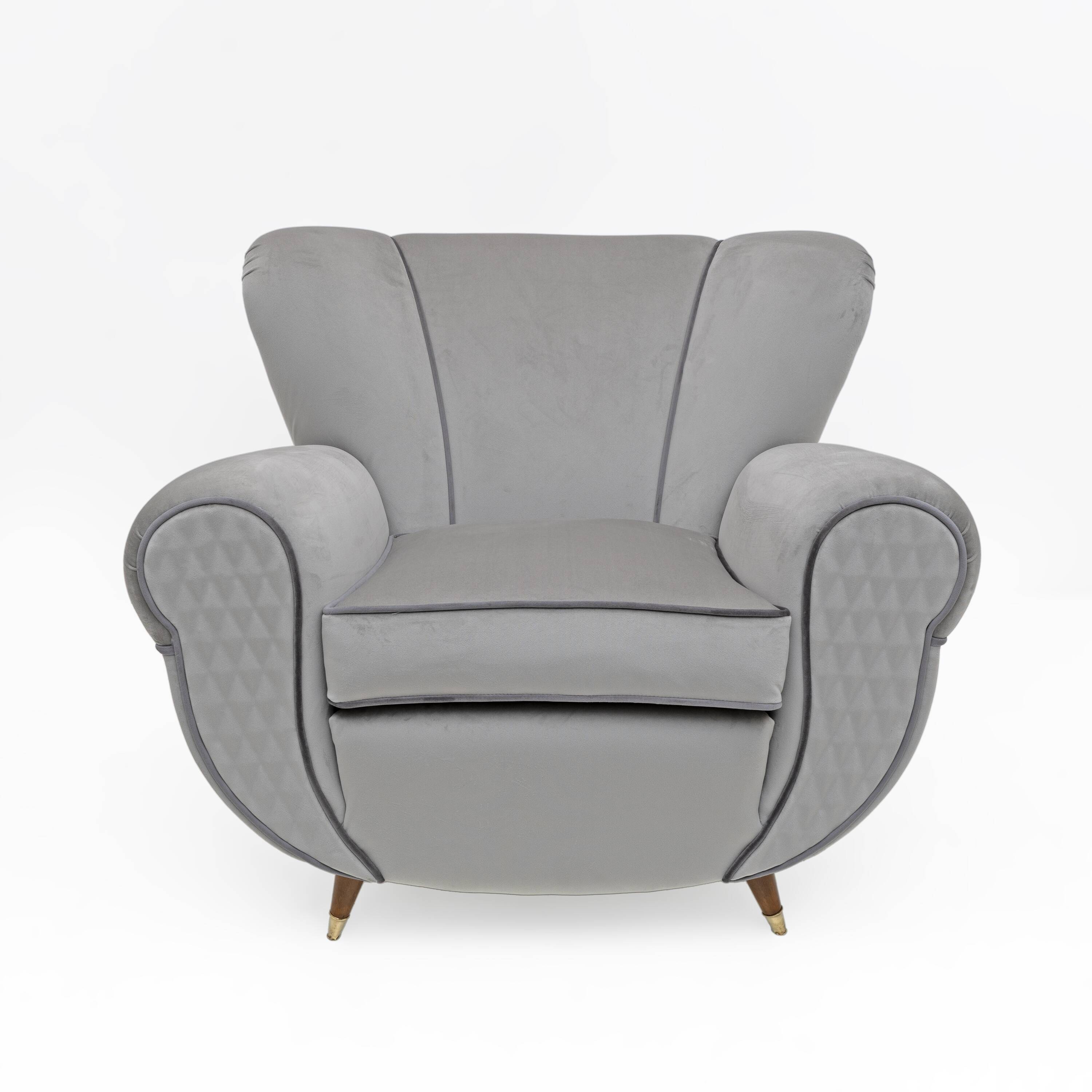 Attributed Guglielmo Ulrich Art Deco Italian Velvet Armchairs, 1940s, Pair