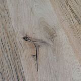 Industrial table solid oak tray and cast-iron footing