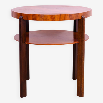 Art deco round walnut coffee table, czechoslovakia, 1930´s