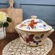 Large vintage soup tureen Digoin Sarreguemines – Brown and blue floral decoration