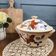 Large vintage soup tureen Digoin Sarreguemines – Brown and blue floral decoration