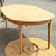 Round table with 2 extensions in raw solid wood - renovated antique table
