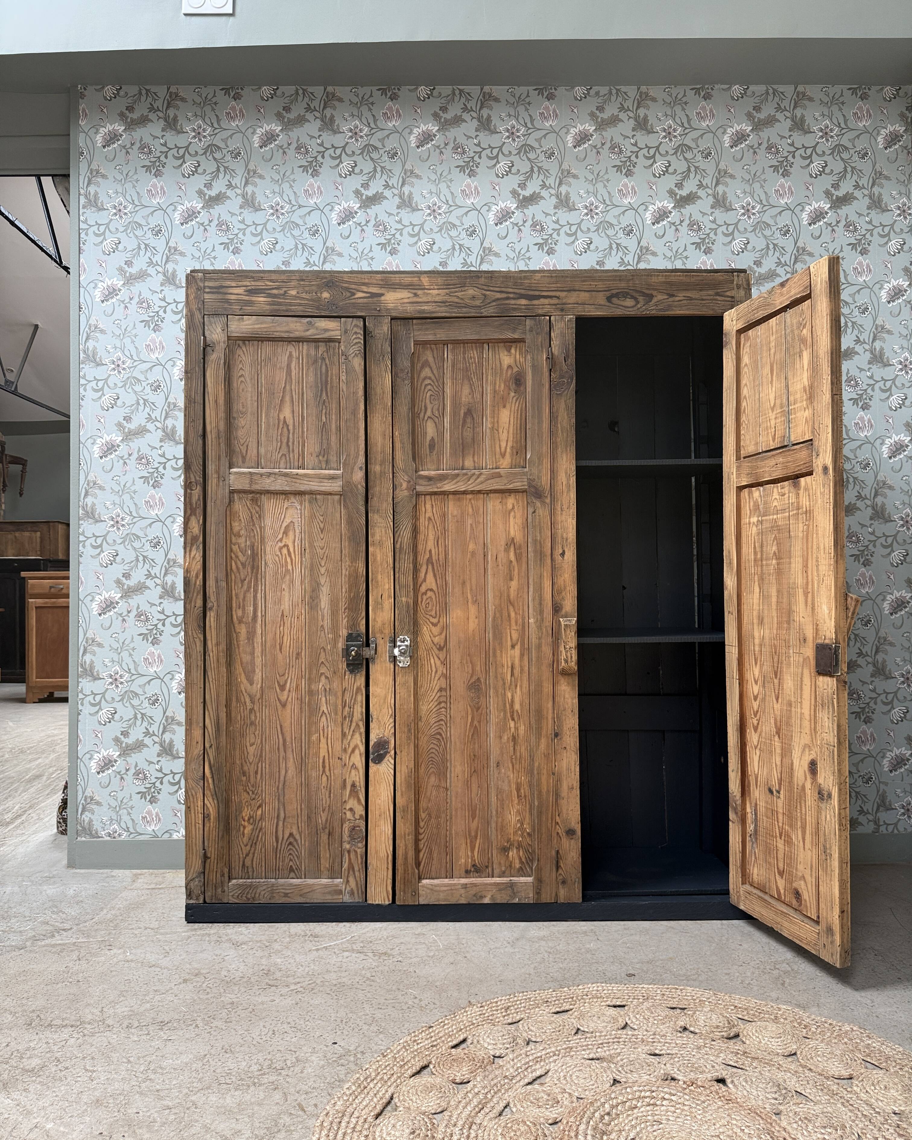Large antique workshop cabinet made of solid wood (renovated)