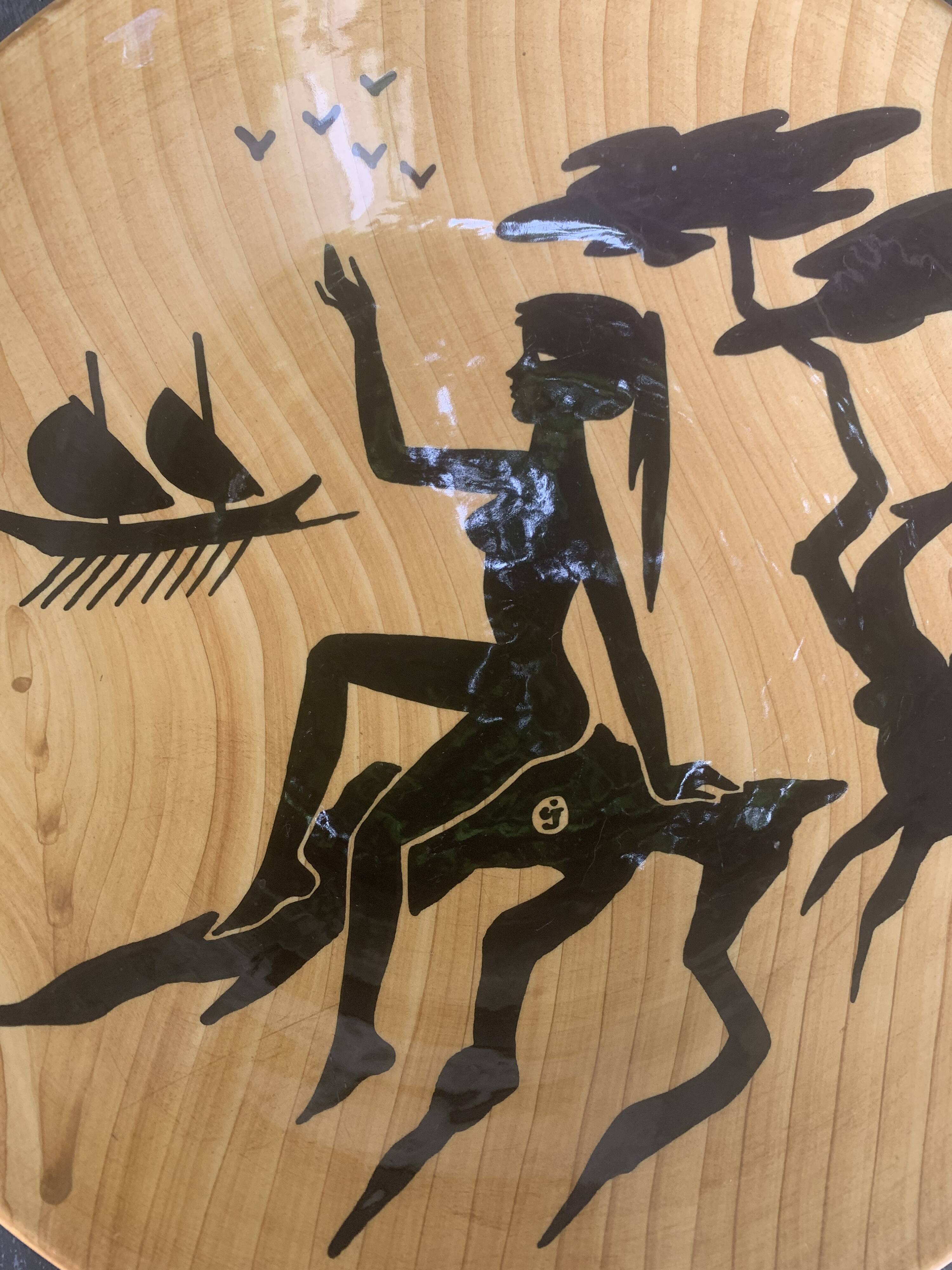 Enamelled ceramic fruit bowl, Grandjean-Jourdan Vallauris, vintage