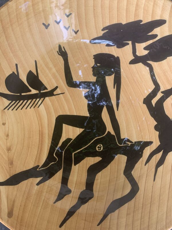 Coupe a fruits en céramique emaillee, Grandjean-Jourdan Vallauris, vintage