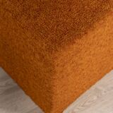 Pair of vintage 80s orange fabric poufs Italian design