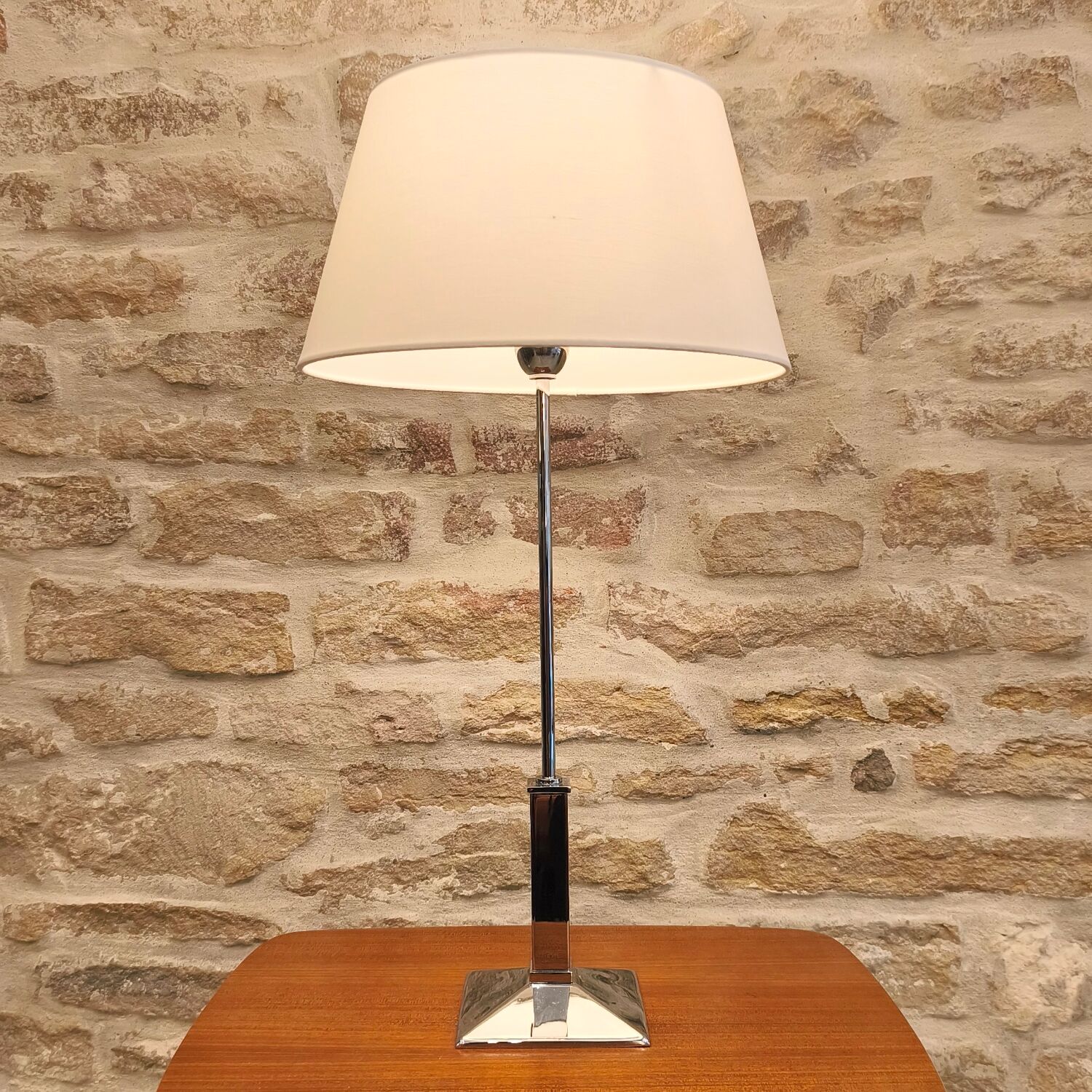 Chrome metal lamp, neoclassical