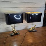 Paire de lampes canard en laiton des années 70
