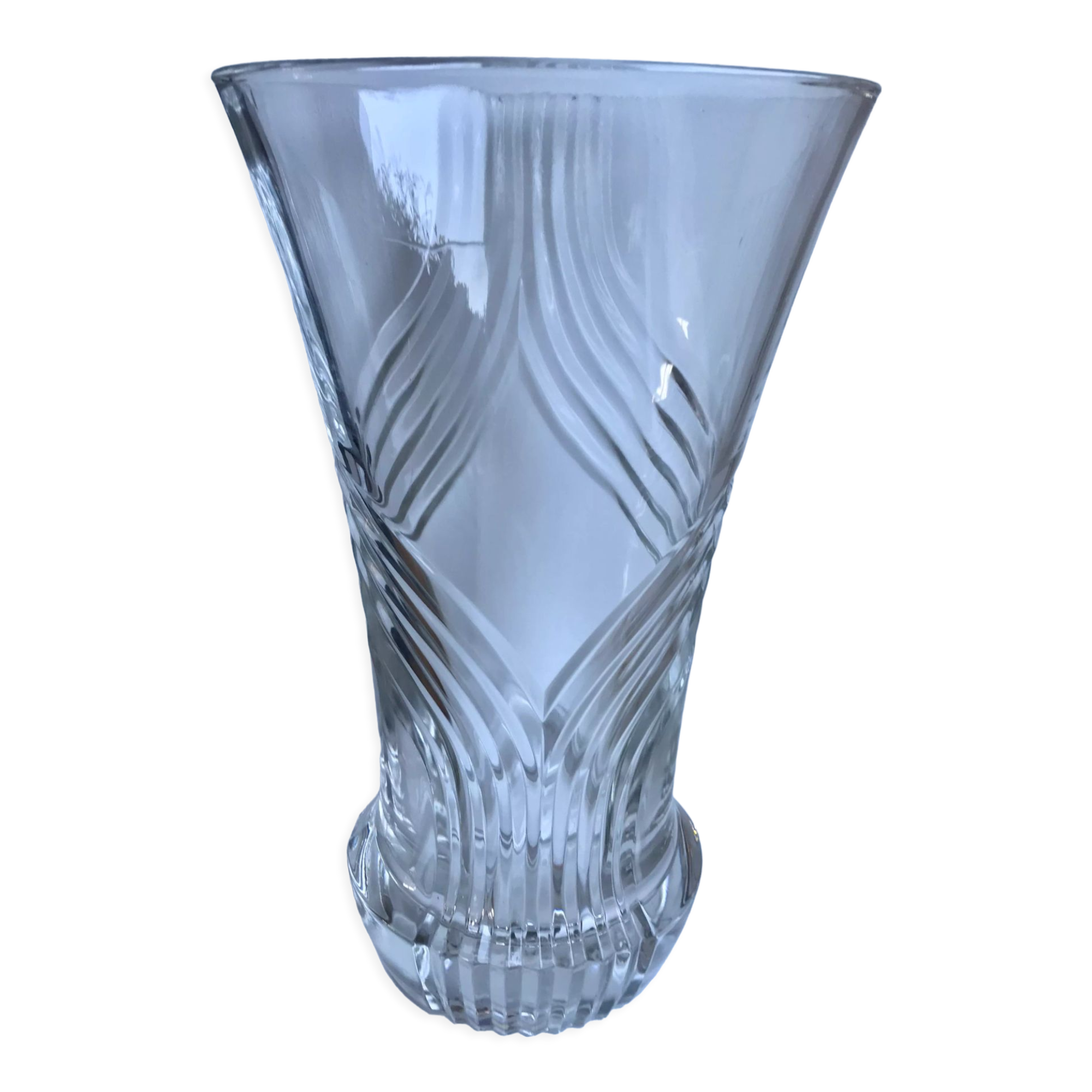 Molded glass vase art deco style made in France