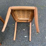 2 Scandinavian chairs in teak and white leather, 1960