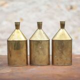 Lot de 3 bouteilles laiton vintage, gourde laiton, récipient laiton