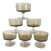 6 smoked glass cups