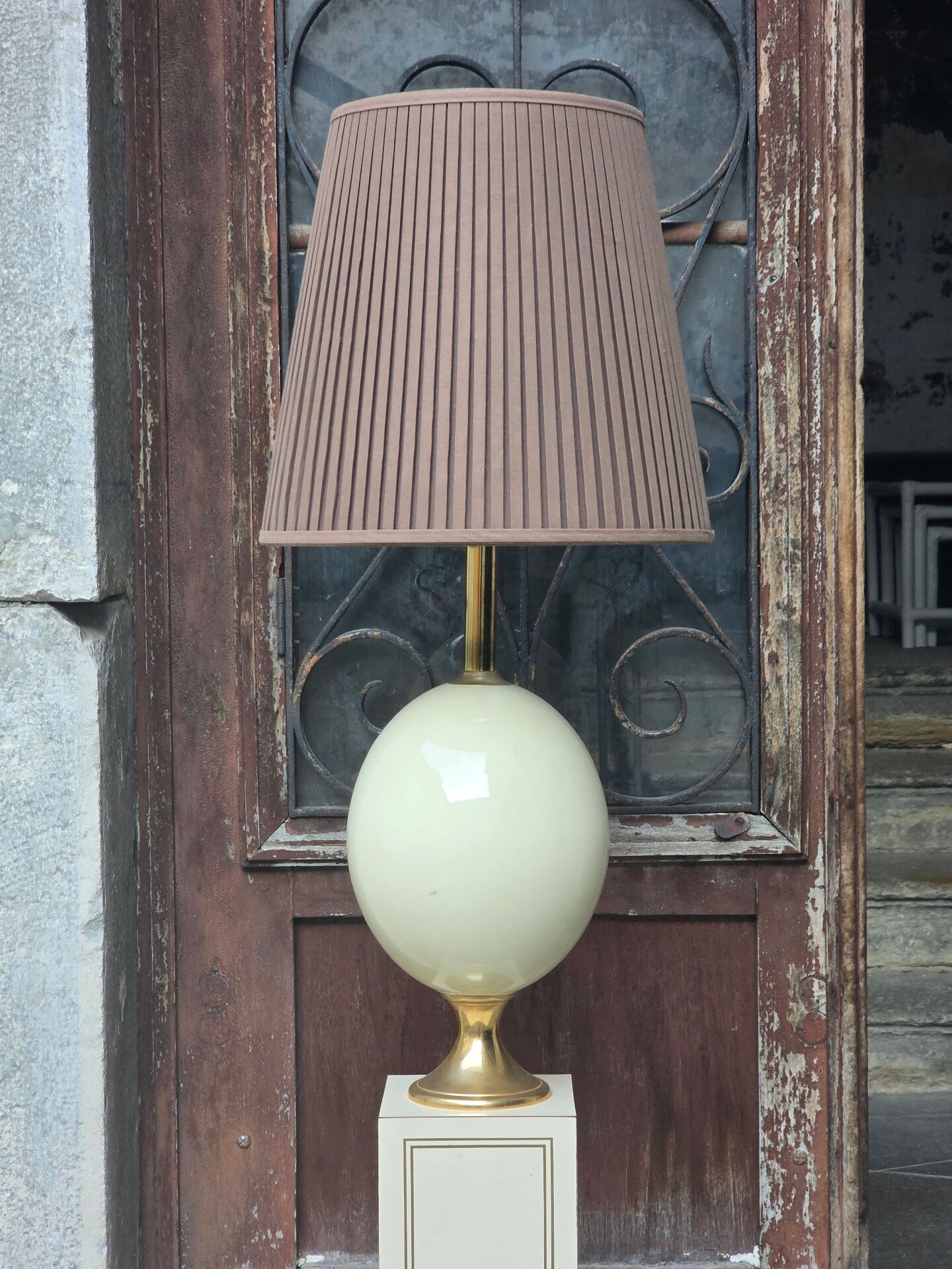 "Ostrich egg" floor lamp by Maison Le Dauphin