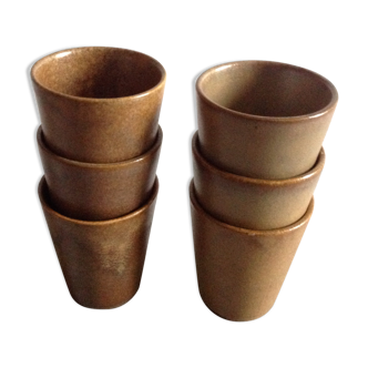 Series of 6 sandstone cups