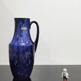 Handle vase West Germany 407-35 in vintage blue ceramic Scheurich 70'S