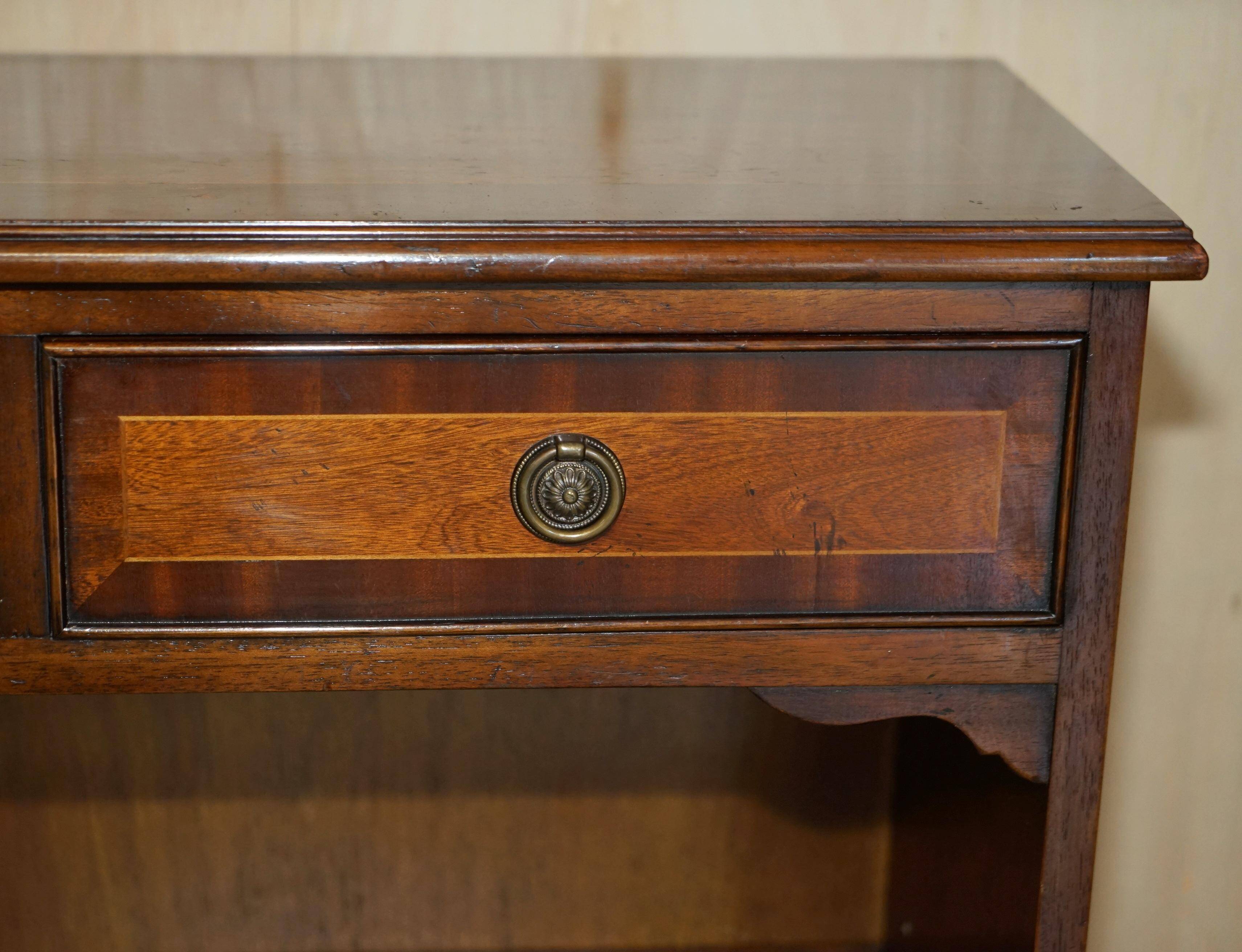 Vintage Low Bevan Funnell Library in Flamed Mahogany with Two Drawers
