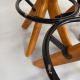 Set of 4 solid elm wood bar stools, vintage 70s design